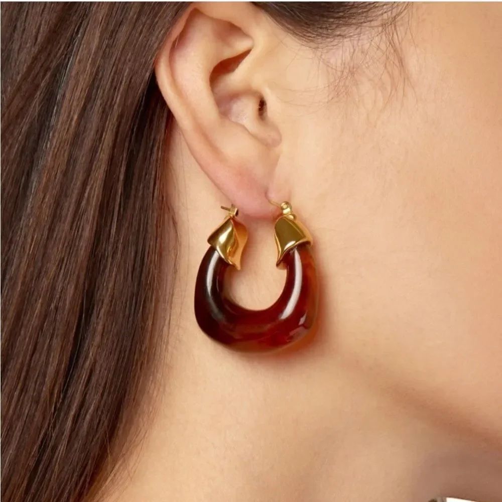 Brown hoop earrings A775